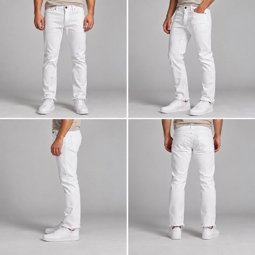 Mercedes Jeans White Denim Pants Size 34 Frayed Hem
